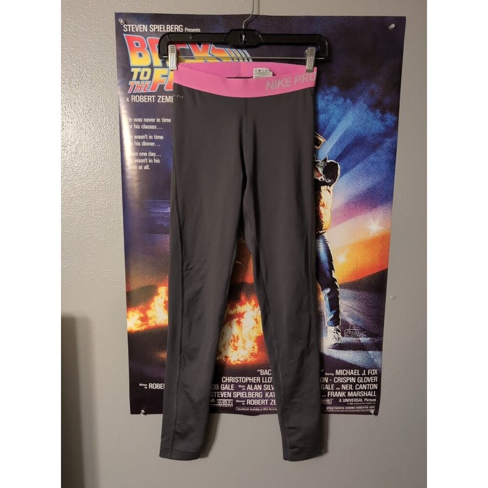 Nike Pro Dri Fit Women's Gray Pink Leggings Yoga Workout Size S